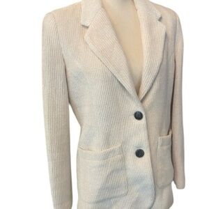 Women’s Cream Shimmery Chenille Knit  Blazer Soft New Large  The Korner